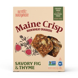 Maine Crisp Savory Fig & Thyme Crisps, 4 Pack, Vegan Gluten Free Crackers - Snack Crackers, Grain Free, Dairy Free, Non-GMO - Sweet & Savory Flavor, For Cheese Boards, Salad Toppings & Jams