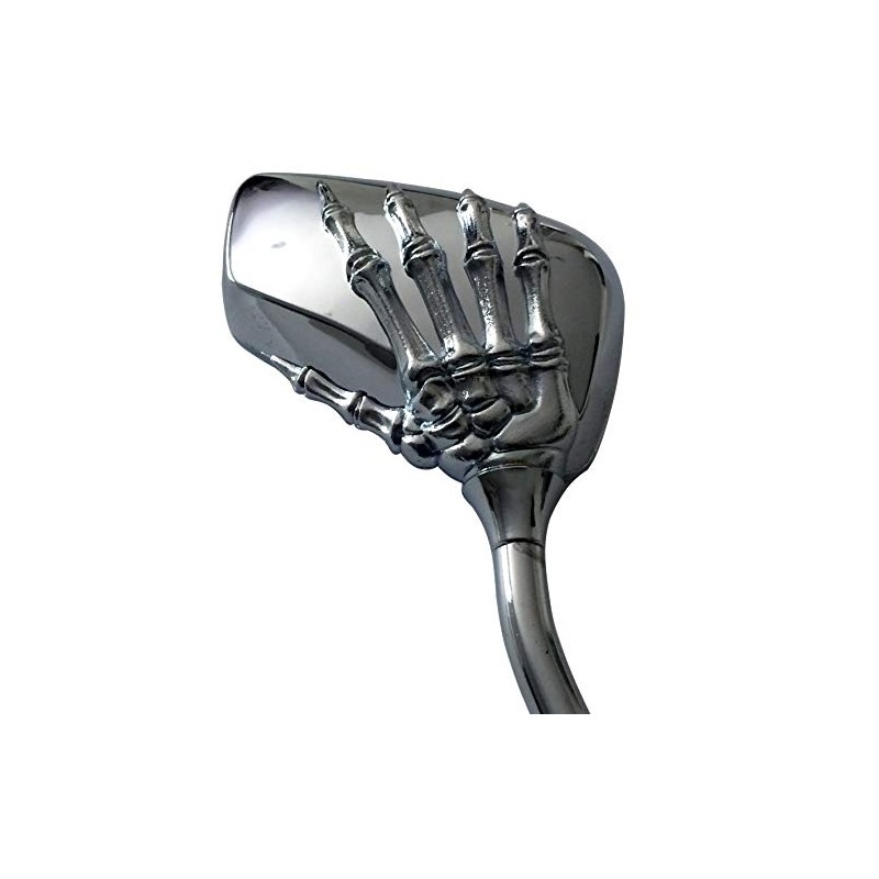MotorToGo Small 3D Silver Skull Hand Rear Motorcycle Mirrors Compatible
