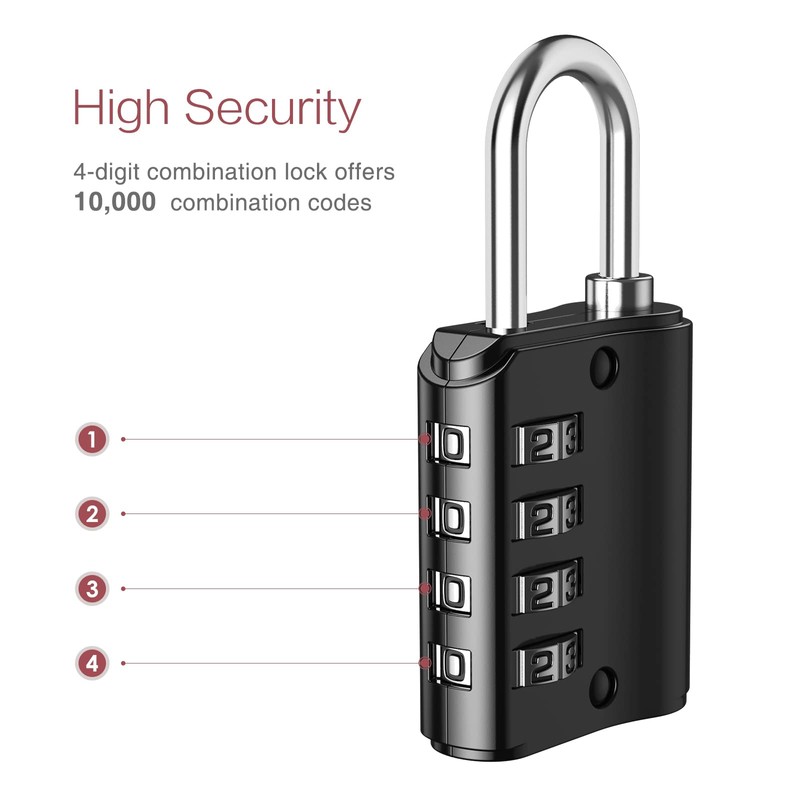 LOFICOPER Outdoor Combination Padlock, 4 Digit Combination Lock with Key,