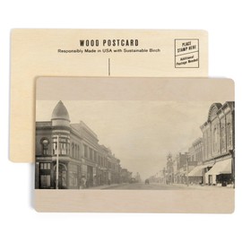 Shenandoah, Iowa, Western View of Sheridan Ave from Elm St (4x6 Birch Wood Postcards, 2-Pack Stationary, Rustic Home Wall Decor)