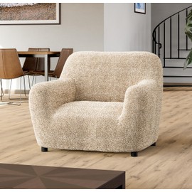 PAULATO BY GA.I.CO. Chair Cover - Stretch Armchair Slipcover - Armchair Cover for Pets and Kids - Soft Chair Slipcovers - Easy to Clean Furniture Protector - Microfibra Print - Mediterra Sandstone