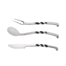 Lord of Battles Medieval Cutlery Set Functional Camp Gear Rustic Viking Cutlery Set | Pack of Medieval Knife, Fork, Spoon | Handforged Feasting Set (Iron)