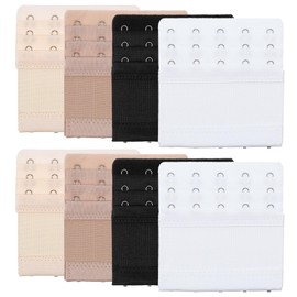 ValueBargain Set of 8 Bra Extension 5 Hooks, Bra Extension Adjustable Strap Extension Made of Polyester, Comfortable for Everyday and Sports (Black, White, Skin Colour, Apricot)