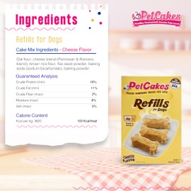 PetCakes Treat Mix Refills for Dogs and Cats - Make Healthy Cakes, Cookies, and Cupcakes - Includes 3 (2oz.) Pouches, Cheese Flavor - Net Wt. 6oz