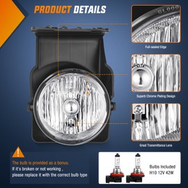 Nilight Fog Lights Assembly Compatible with 2003 2004 2005 2006 GMC Sierra 1500 1500HD 2500 2500HD 3500 Replacement Driver and Passenger Side