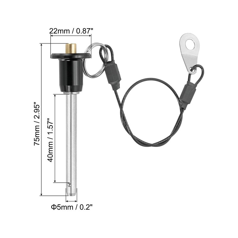 PATIKIL Quick Release Pin 3/16" x 1.57" Ball Lock Pin