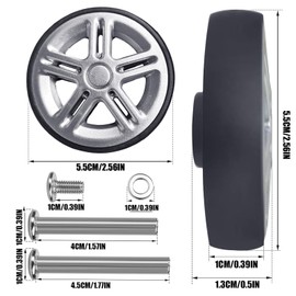 Luggage Suitcase Replacement Wheels 55mm Wear-Resistant Mute Suitcase Luggage Replacement Wheels Rubber Swivel Caster Wheels Repair Kits 8 Wheels (55mm*16mm)