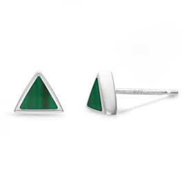 Boma Jewelry Sterling Silver Triangle Inlay Stud Earrings (Green Malachite)