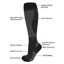 BriteLeafs Sports Compression Socks (XX-Large, Black) - 20-30 mmHg Firm Support, Graduated Supports Best for Performance & Recovery