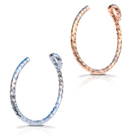 Set of 2 fake clip nose rings, 20 g, 925 sterling silver, 14 carat gold filled, no piercing hole is required for this nose piercing