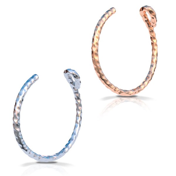 Set of 2 fake clip nose rings, 20 g, 925