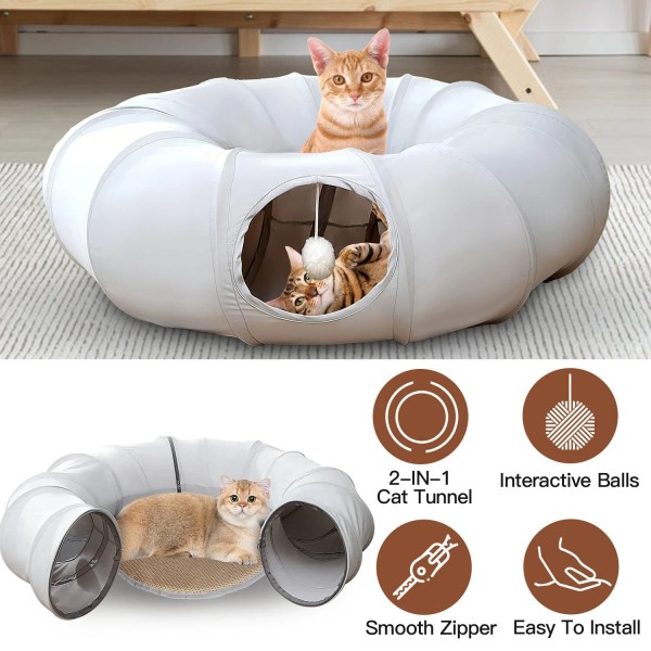 iMounTEK 2 in 1 Foldable Cat Tunnel Pet Bed Indoor