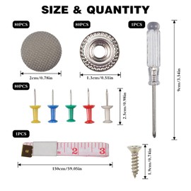 80 Piece Roof Liner Repair Set, Car Roof Liner Repair Rivets, Car Roof Liner Fabric Repair Rivets, with Pins Screwdriver Tape Measure for All Types of Vehicles