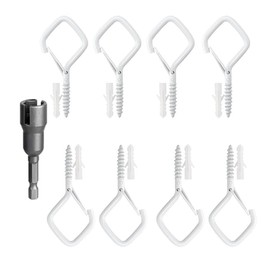 Wopanxye 20 Pack White Screw-in Hooks for Outdoor String Lights, Safety Buckle Design Cup Eye Hangers for Hanging Garden Plants, Flower Pots, Wind Chimes, Mounted on Wall Ceiling, 1 Wing Nut Driver