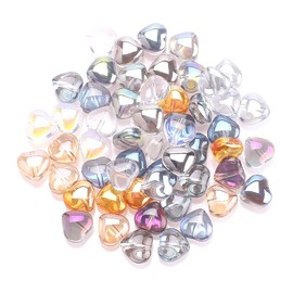 Pack of 100 Heart Colourful Glass Beads Simulated Crystal Beads Glass Beads Crystal Glass Beads for Craft Bracelet Jewellery Rings Necklaces Gift 8 mm Mixed Colour