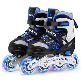 Inline Skates f√ºr Kinder Jungen M√§dchen Anf√§nger, 4 Size verstellbare Rollschuhe mit Light Up Rollen. (S (EU28-32)) / (CN 31-34)