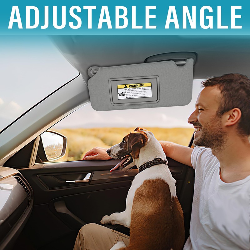 Grey Right Passenger Side Sun Visor Compatible with Honda Accord