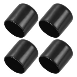 PATIKIL 30MM Vinyl Rubber End Caps, 4 Pack Flexible Bolt Screw Covers Caps Round Thread Protector Caps for Metal Tubing Rod Bolts, Black