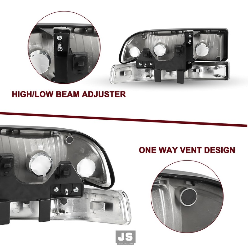 JSBOYAT 4 PCS Headlight Assembly Replacement for 1998-2005 Chevy Blazer