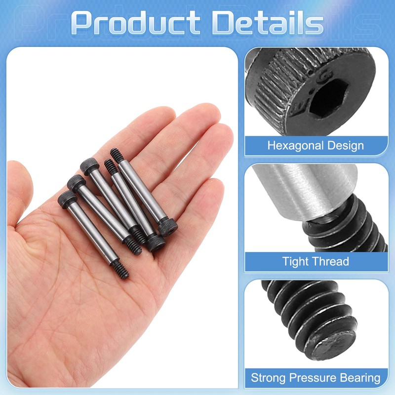 sourcing map Alloy Steel Hexagon Socket Head Shoulder Screws Bolts,