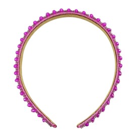 Baroque Rhinestone Headband for Women Bling Crystal Hairband Sparkle Hair Accessories (0.5in - Hot Pink)