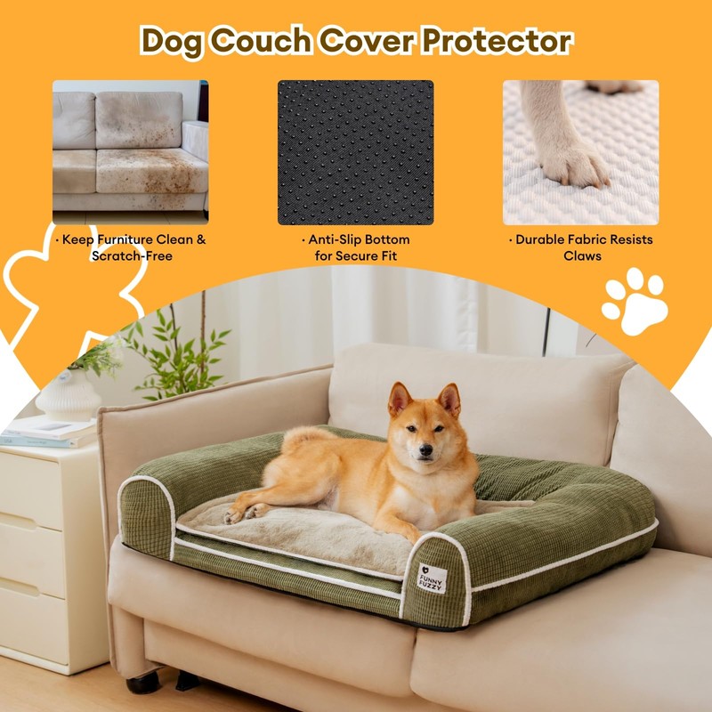 FUNNY FUZZY Orthopedic Dog Bed – Washable Dog Bed with