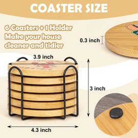 Friends Bamboo Wood Coasters Set, Friends TV Show Merchandise, Friends Gifts for Fans, Friends Merchandise Gifts, Set of 6 Friends Drink Coaster Set with Holder