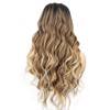 onemily 24Inch Long Curly Wavy Synthetic Lace Front Wigs for