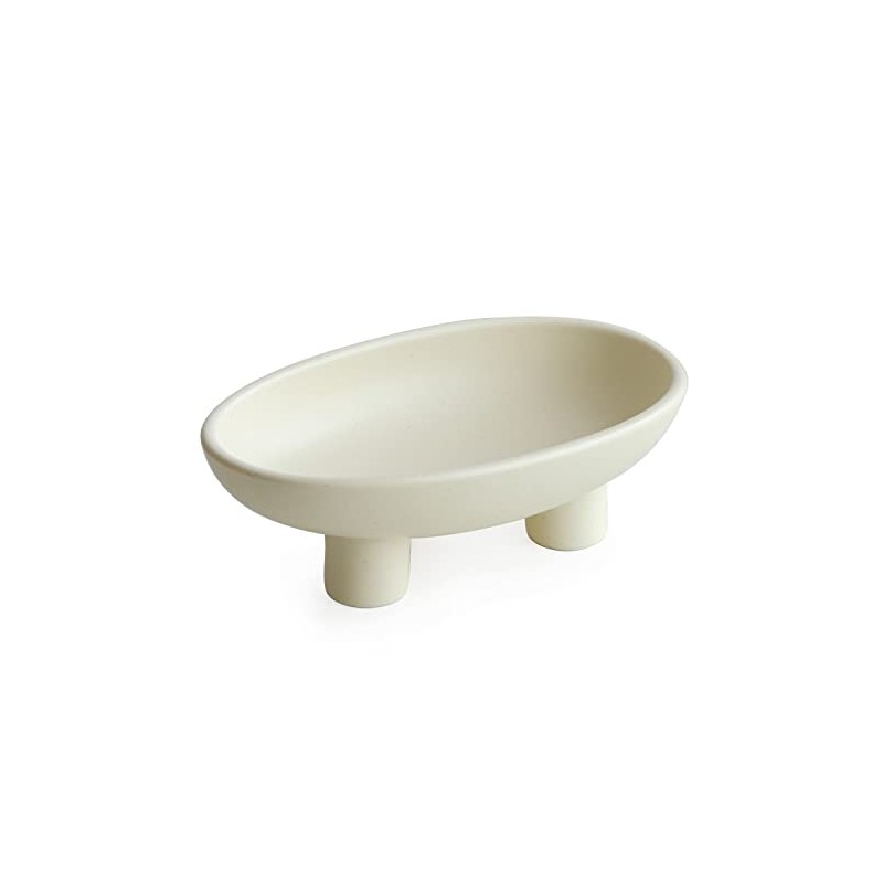 WENSHUO Three-Legs Ceramic Fruit Bowl for Kitchen Counter, Decorative Bowl