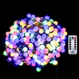 Vickerman Multicolor LED Cherry Light Set - 400 Light Multicolor LED - Indoor/Outdoor - 8 Function Cherry Light Set with Remote Control - Festive Lights for Christmas Tree or Patio
