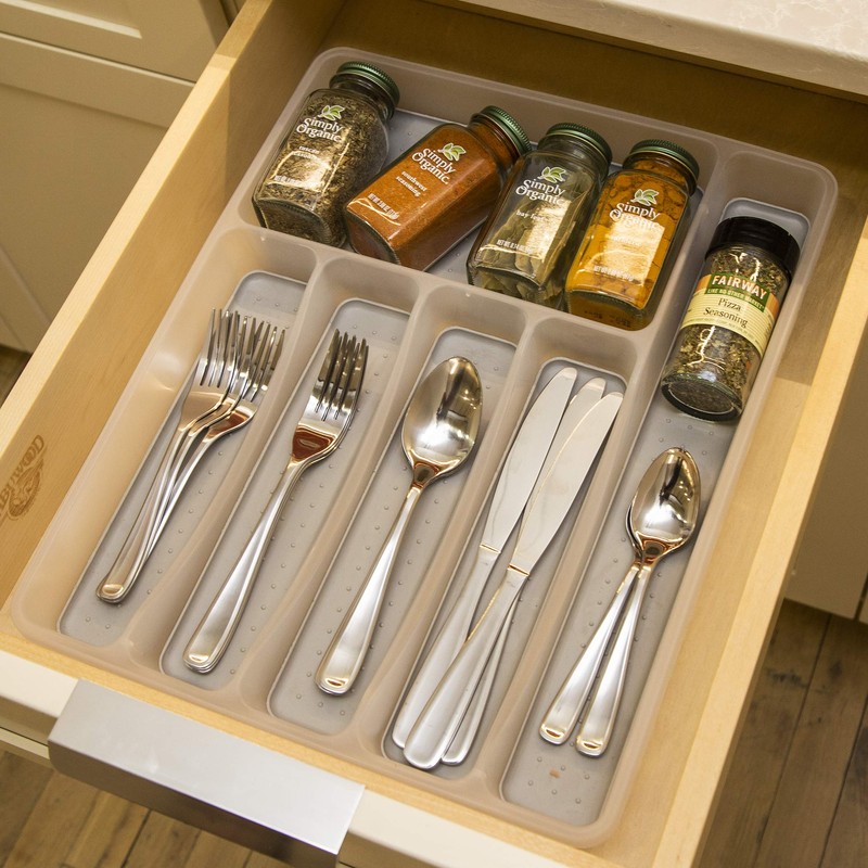 BINO 5-Slot Silverware Organizer - Frosted, Small - Utensil Drawer