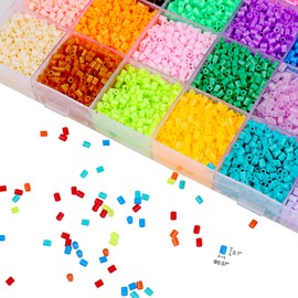 22000PCS 2.6MM Mini DIY Fuse Beads Set 24 Colours, 3 Large Plastic Fuse Beads Pegboards Template Beads Boards, 5 Iron Papers, 2 Tweezers, 15 Key Rings, 15 Hang Cords, Idea Design Booklet