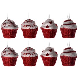 Blue Whale Gifts Red White Candy Cane Cupcake Christmas Tree Baubles Decorations (Set of 8)