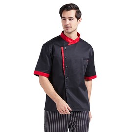 Nanxson Unisex Chef Jacket Men's Chef Coat Restaurant Kitchen Chef Uniform CFM0016, Blackshortsleeve, Medium