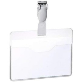 Durable Name Badge 60 x 90 mm with Plastic Clip Transparent | Pack of 25 Badges | Includes Blank Insert Cards | Ideal for Events and Visitor Management