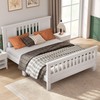 soges Full Bed with Headboard, Solid Wood Platform Bed for