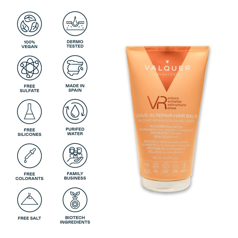 Valquer VR Repairing Balm No Rinse 3-in-1: Conditioner, Serum, and