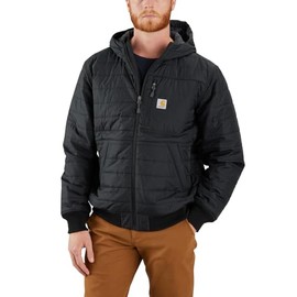 Carhartt Men's Big & Tall Rain Defender Relaxed Fit Lightweight Insulated Hooded Jacket, Black
