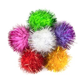 AUEAR, 20 Pack Sparkle Balls 1.5 Inches Sparkle Balls Tinsel Pom Poms Balls for Cats Pets Assorted Colors