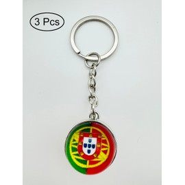 LLBFHH 3 Pcs Portugal Flag Key Chain,Cool Keychain for Car Keys, Stainless Steel Keyrings & Keychains,Used for Home Decoration, Jewelry Hanging Decorations., Portugal