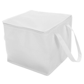 sourcing map Insulated Reusable Grocery Bags with Zippers, Collapsible Cooler Bags Washable Food Shopping Bags for Hot/Cold Food Groceries Travel Beach (White, 12"x12"x10.6")