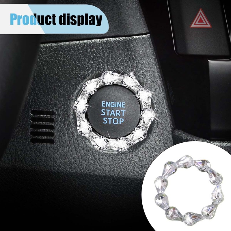 Bling Car Engine Start Stop Ignition Button Decoration Ring, Crystal