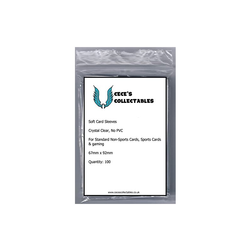 Ceces Collectables - 100 Clear Trading Card Sleeves - Transparent
