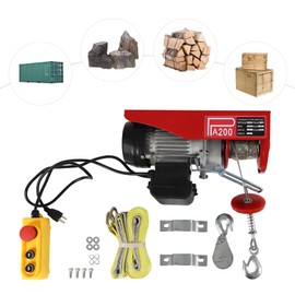 440lbs Electric Hoist w/Wired Remote Control, 110v Electric Hoist with Double Lifting Straps, 40ft Single Cable Lifting Height for Garage Warehouse Factory Control for Garage, Shop, Hotel, Home