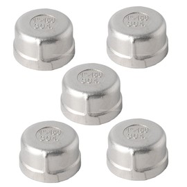 Pysrych Stainless Steel 304 Cast Pipe Fitting, Round End Cap, 1/4" NPT Female (Pack of 5)
