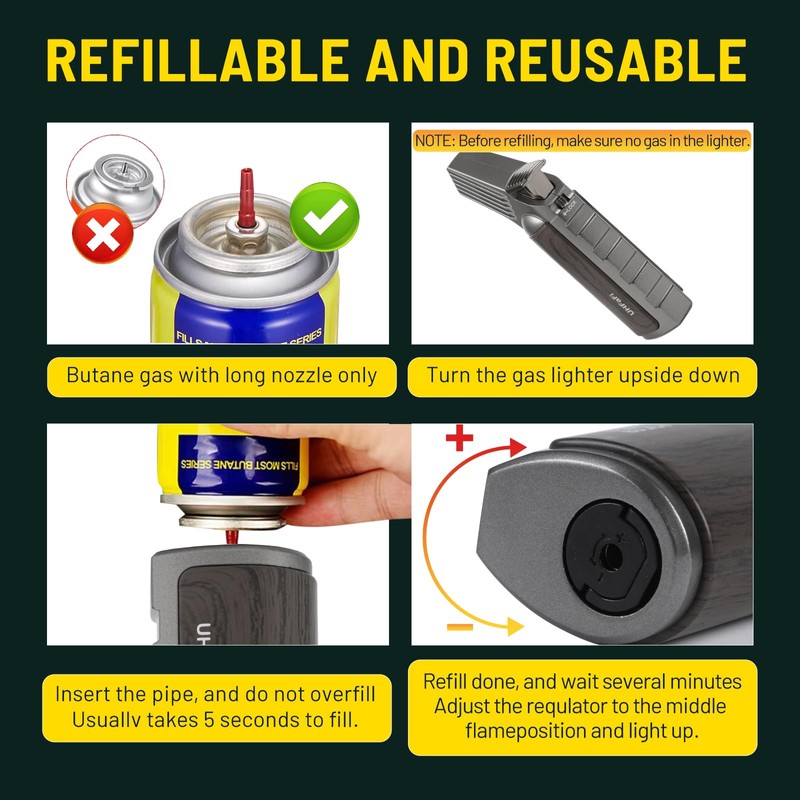 Kitchen Cooking Butane Torch Lighter with Safety Lock ，Lock Fire