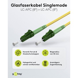 goobay 59630 Fibre Optic Cable (FTTH) / Singlemode (OS2) Simplex/LC APC (8°) Male to LC-APC (8°) Male/Light Wave Cable / 3 m