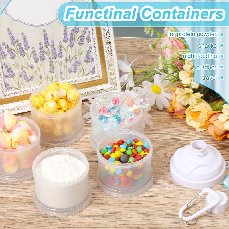 Baderke 2 Pcs Protein Powder Travel Container with Funnels Stand,