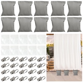 10 Pack Heavy Curtain Weights, 24oz Outdoor Curtain Weights Bag, Drapery Weighted Bottom Gazebo Weights Sandbag with Holder Clip for Heavy Wind Drapes Cabana Gazebo Pergola Garden (grey, 6" x 8")
