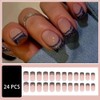 Black French Tip Press on Nails Short Square Fake Nails